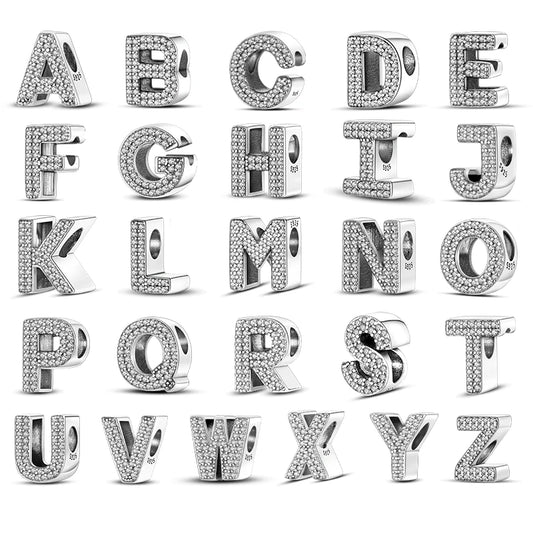 925 Sterling Silver Crystal Alphabet Charms - Batch 47