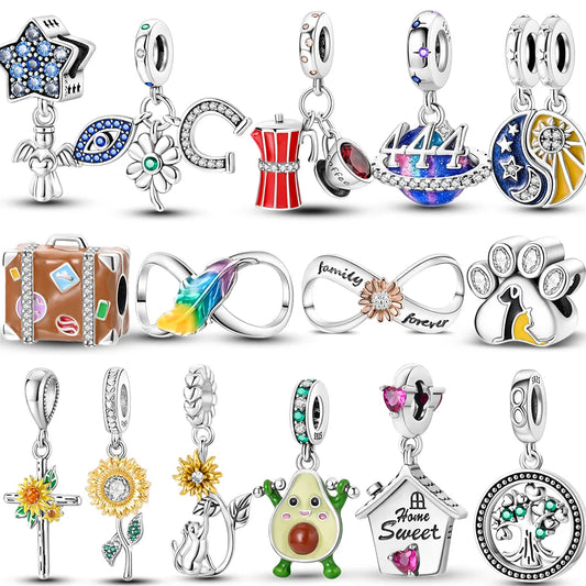 925 Sterling Silver Mix Theme Charms Coffee Flowers - Batch 35