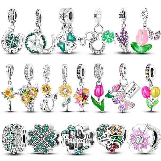 925 Sterling Silver Floral Theme Charms - Batch 41