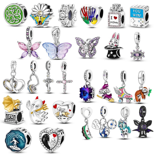 925 Sterling Silver Mix Theme Charms Butterfly Cross Heart - Batch 65
